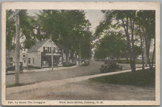 CONWAY NH WEST MAIN STREET ANTIQUE POSTCARD