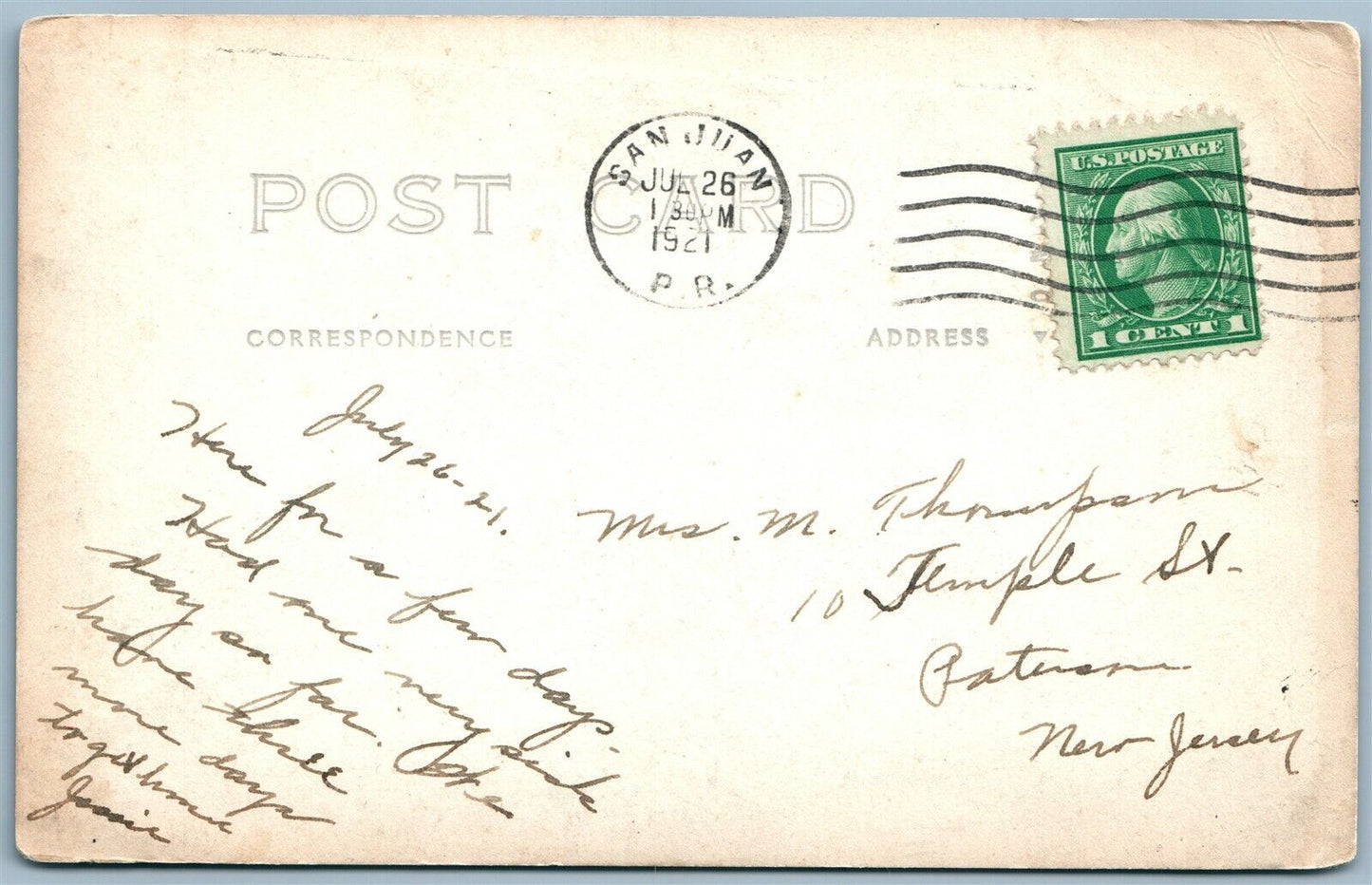 SAN JUAN PR ANTIQUE REAL PHOTO POSTCARD RPPC