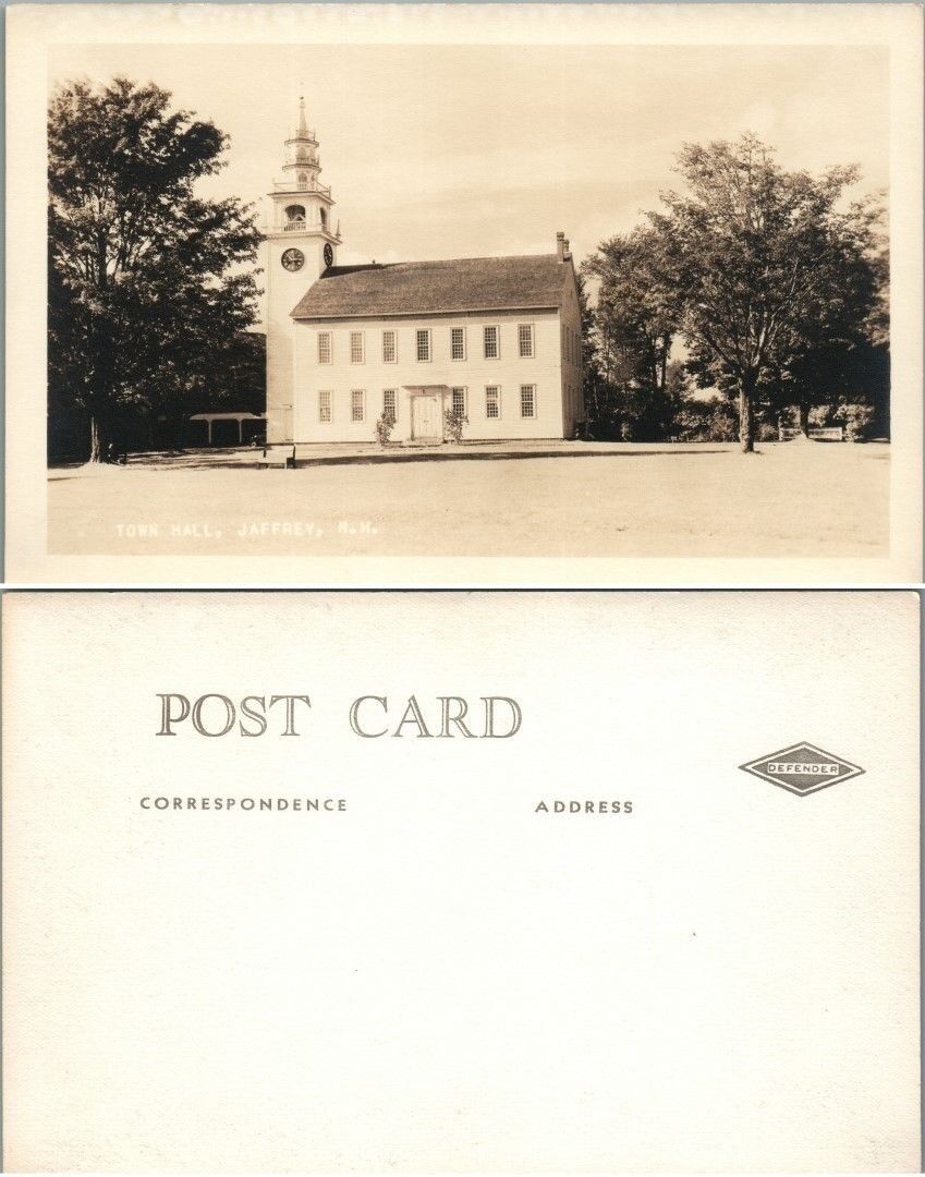 RPPC VINTAGE REAL PHOTO POSTCARD TOWN HALL JAFFREY N.H.