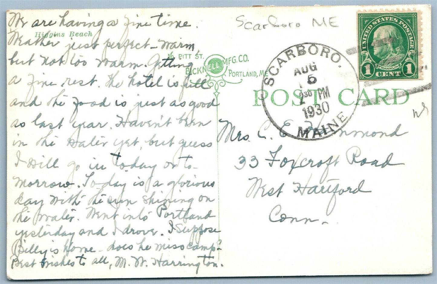 SCARBORO ME ANTIQUE REAL PHOTO POSTCARD RPPC