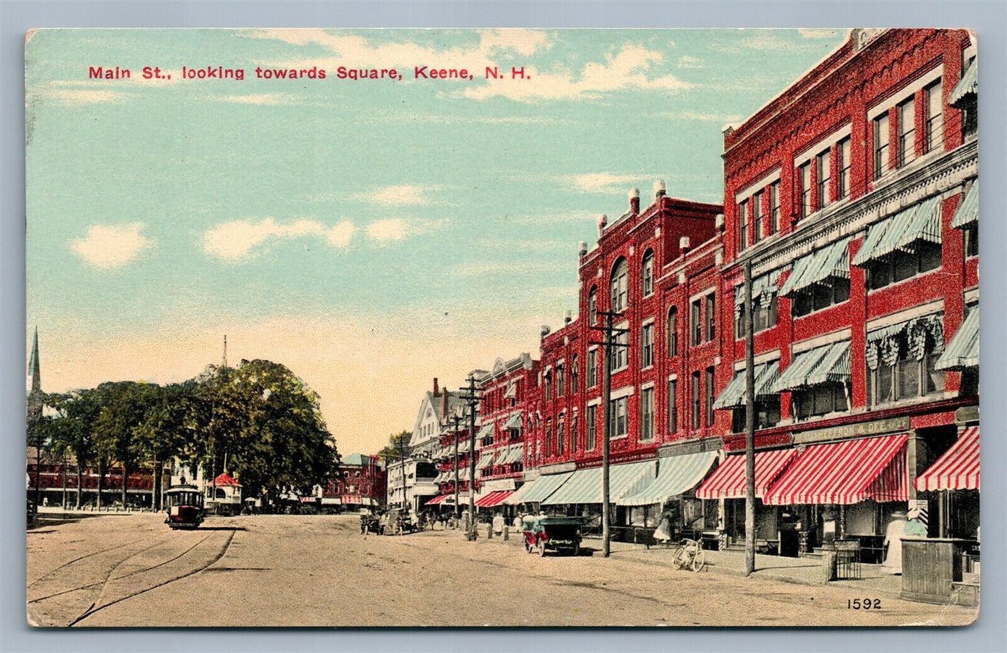 KEENE NH MAIN STREET 1914 ANTIQUE POSTCARD