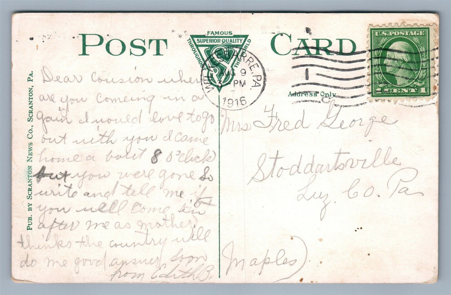 WILKES BARRE PA UNION RAILROAD DEPOT ANTIQUE POSTCARD RAILWAY STATION