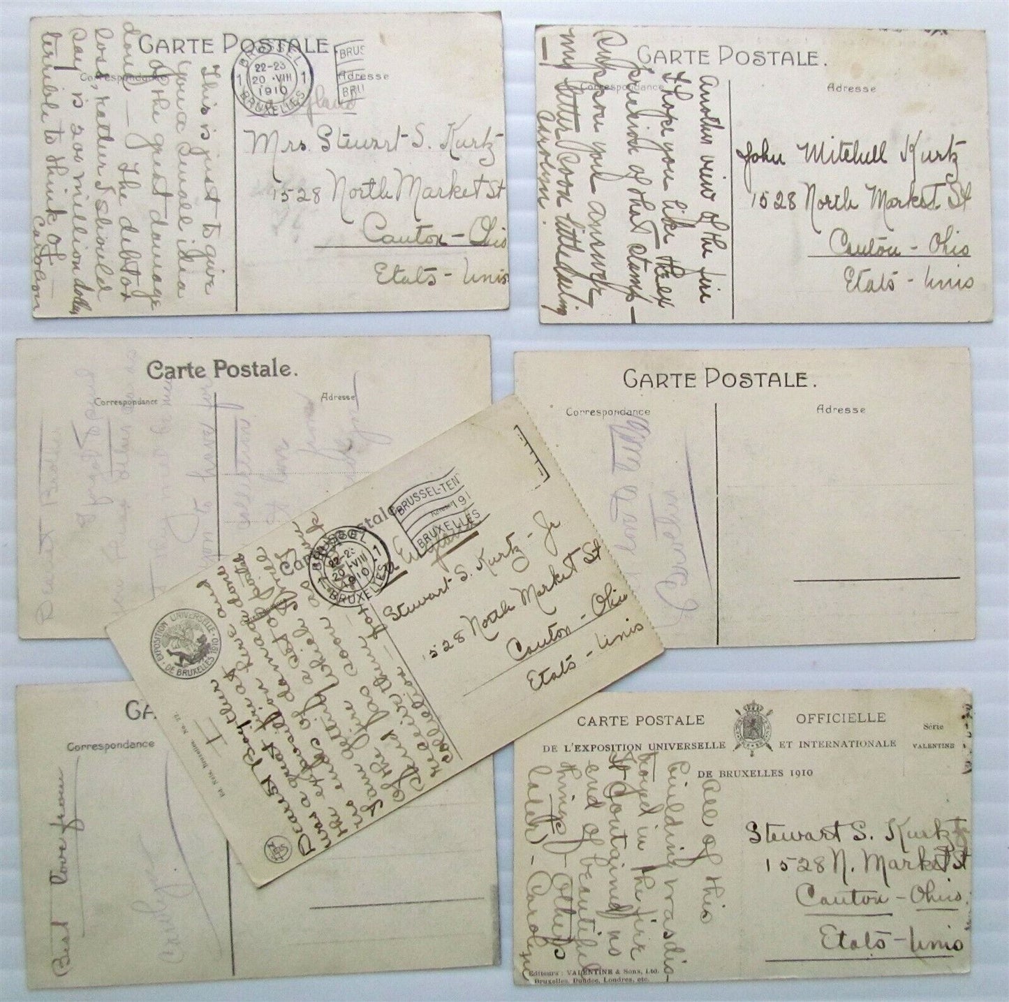 UNIVERSAL EXPOSITION BRUSSELS BELGIUM DESTROYED WWI LOT OF 7 ANTIQUE POSTCARDS