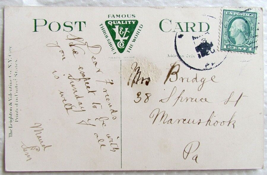 PETER & PAUL CATHOLIC CHURCH PHENIX R.I. 1920 ANTIQUE POSTCARD