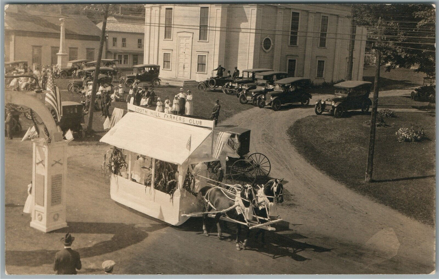 WILLIAMSTOWN VT SOUTH HILL FARMERS CLUB CART ANTIQUE REAL PHOTO POSTCARD RPPC