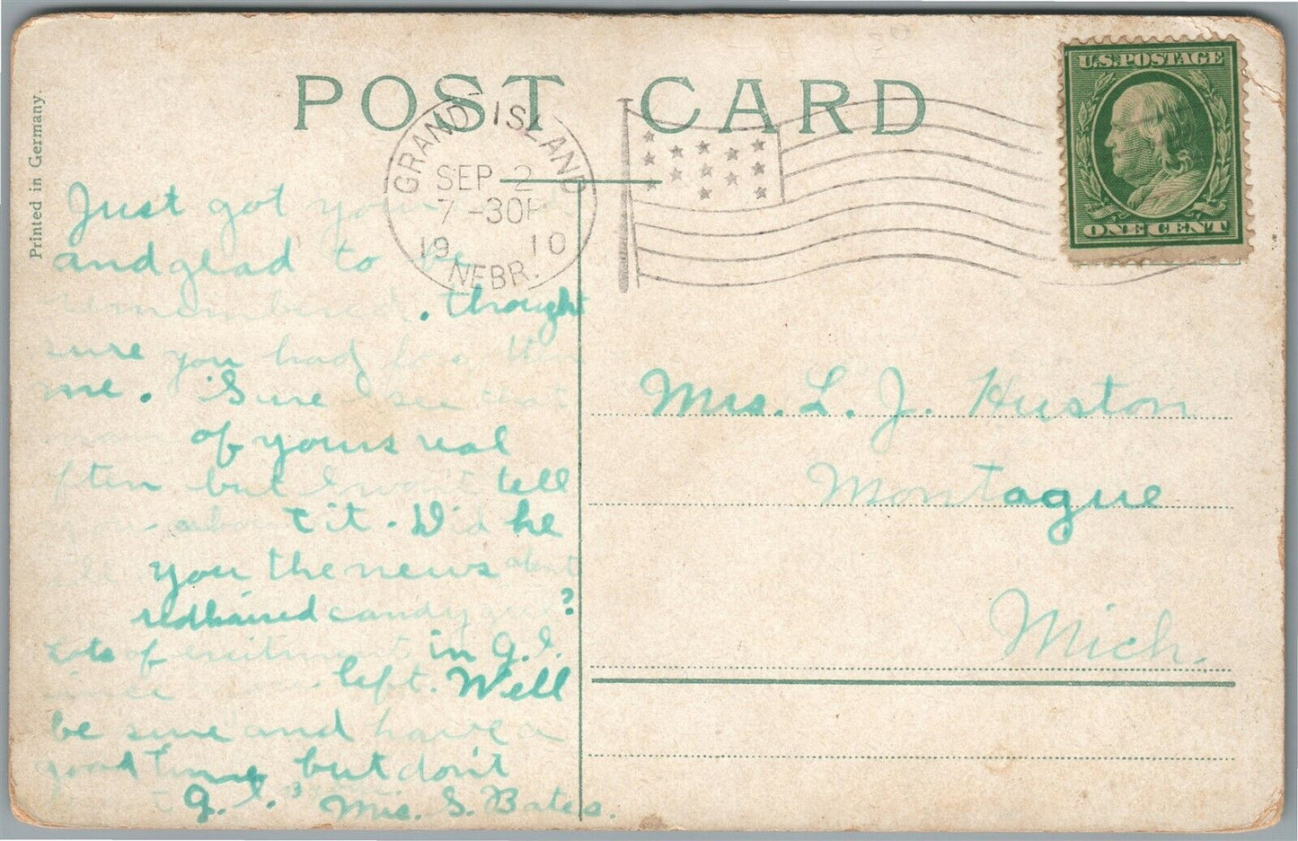 GRAND ISLAND NE PIONEER PARK ANTIQUE POSTCARD