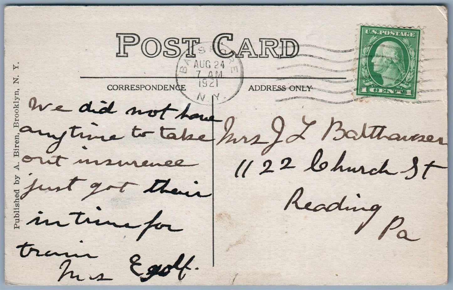 BAYSHORE LONG ISLAND NY HIGH SCHOOL 1921 ANTIQUE POSTCARD