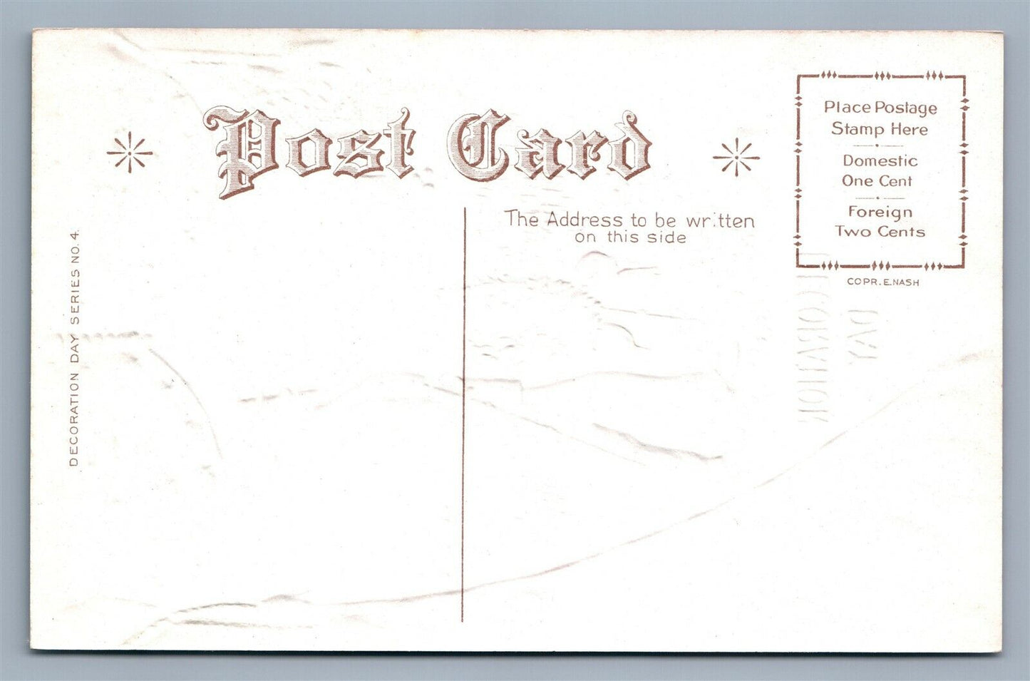 DECORATION DAY EMBOSSED ANTIQUE POSTCARD series no. 4
