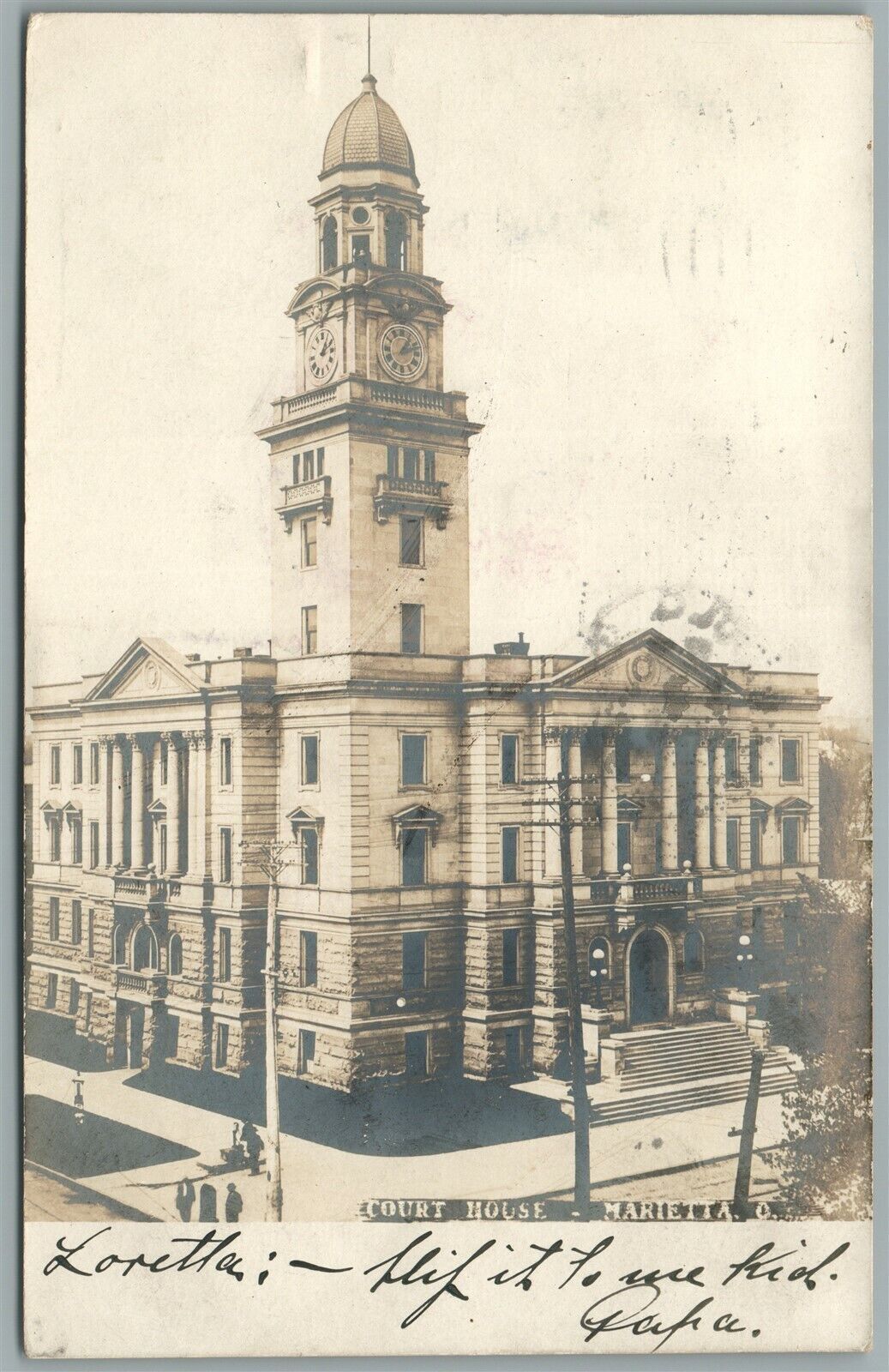 MARIETTA OH COURT HOUSE ANTIQUE REAL PHOTO POSTCARD RPPC