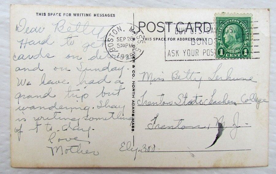 1938 VINTAGE POSTCARD PROUD'S CABINS POWNAL VT