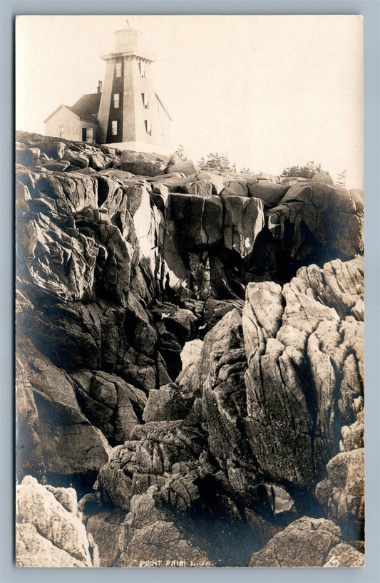 DERBY CANADA POINT PRIM LIGHTHOUSE ANTIQUE REAL PHOTO POSTCARD RPPC