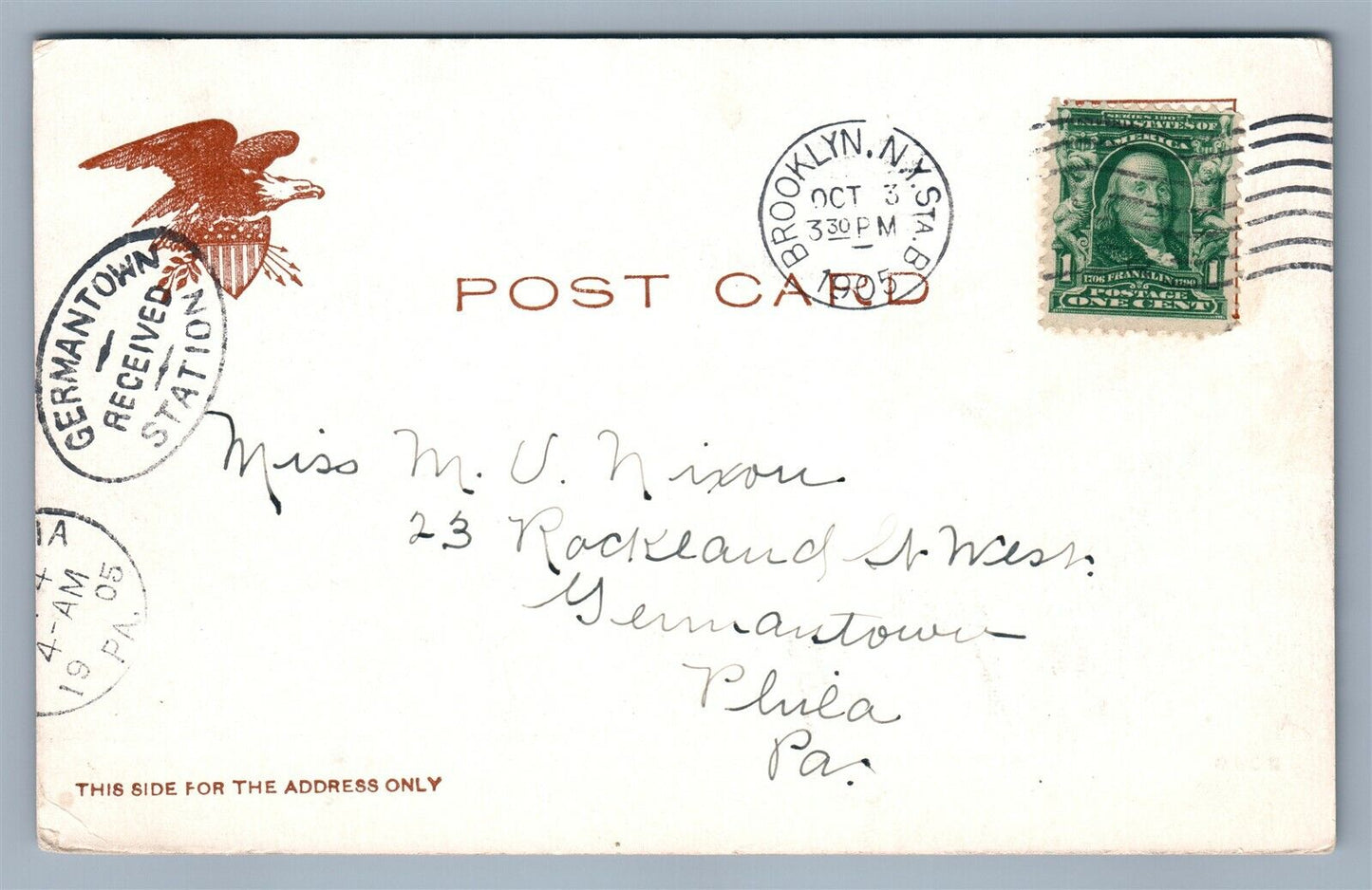 BROOKLYN NY CLINTON AVENUE 1905 ANTIQUE POSTCARD