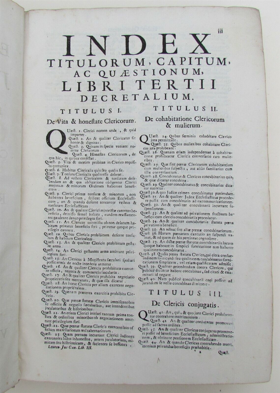 1729 ANTIQUE VELLUM BOUND FOLIO FORUM ECCLESIASTICUM by PETRO LEURENIO v.3