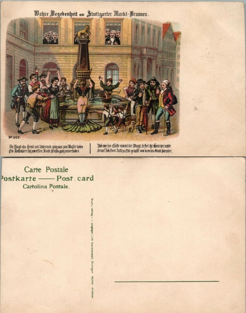 GERMANY SATIRICAL RISQUE EROTIC ANTIQUE POSTCARD