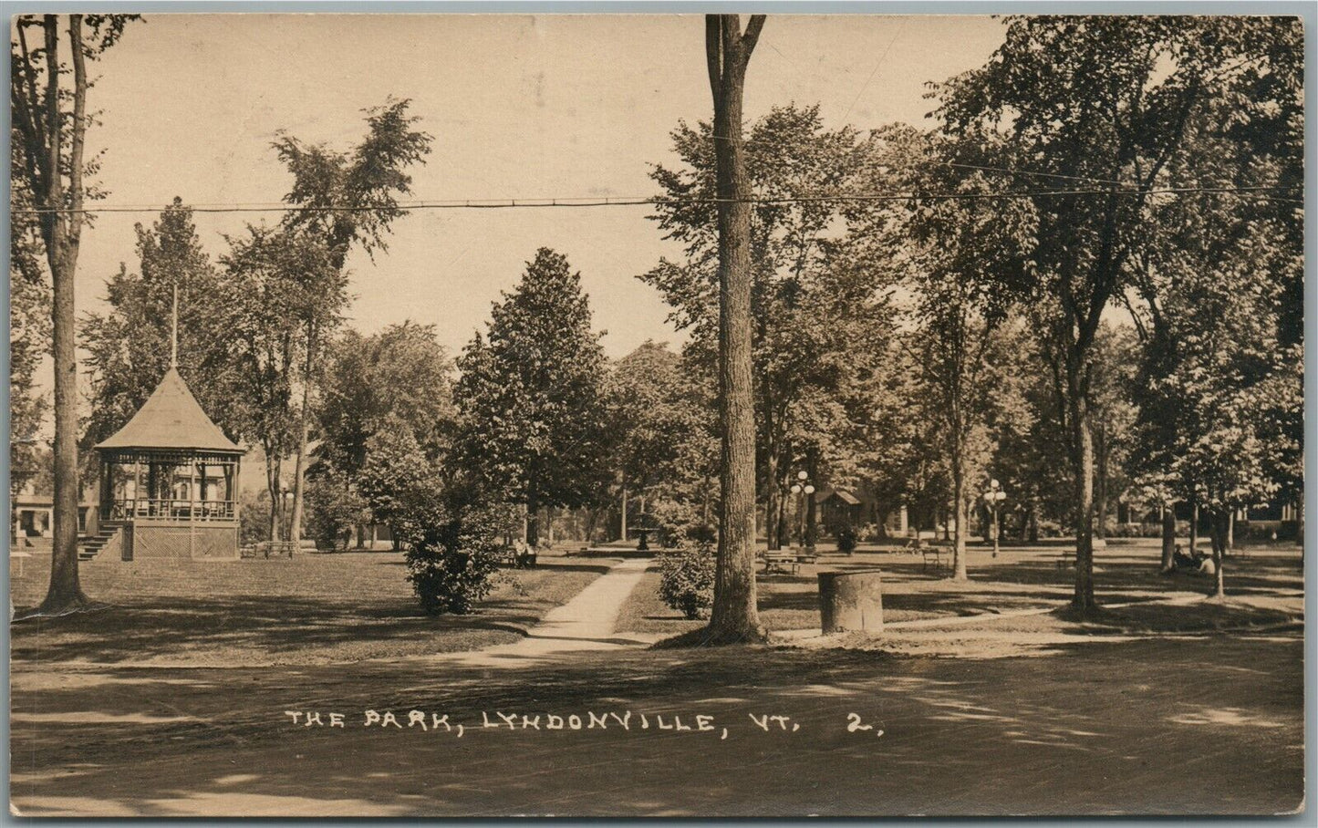 LYNDONVILLE VT THE PARK ANTIQUE REAL PHOTO POSTCARD RPPC