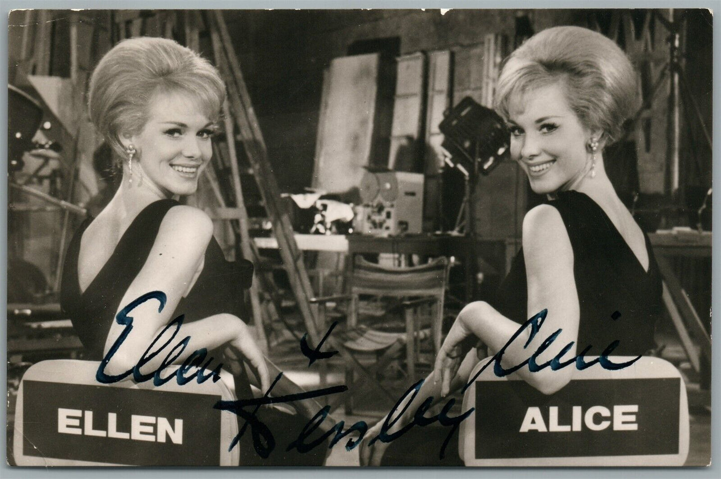 Signed TWIN ENTERNAINERS ALICE & ELLEN KESSLER ANTIQUE REAL PHOTO POSTCARD RPPC