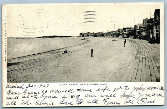 NEW LONDON CT OCEAN BEACH ANTIQUE POSTCARD