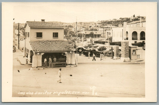 MEXICO LAS DOS GARITAS NOGALES VINTAGE REAL PHOTO POSTCARD RPPC
