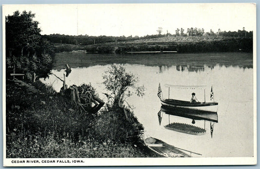 CEDAR FALLS IA CEDAR RIVER 1917 ANTIQUE POSTCARD