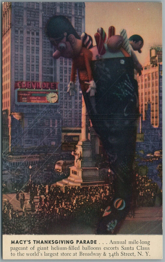 BROOKLYN NY MACY'S THANKSGIVING PARADE ANTIQUE POSTCARD