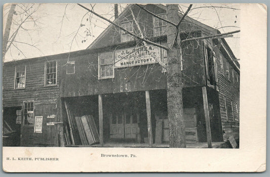BROWNSTOWN PA CIGAR BOX & FURNITURE MANUFACTORY ANTIQUE POSTCARD