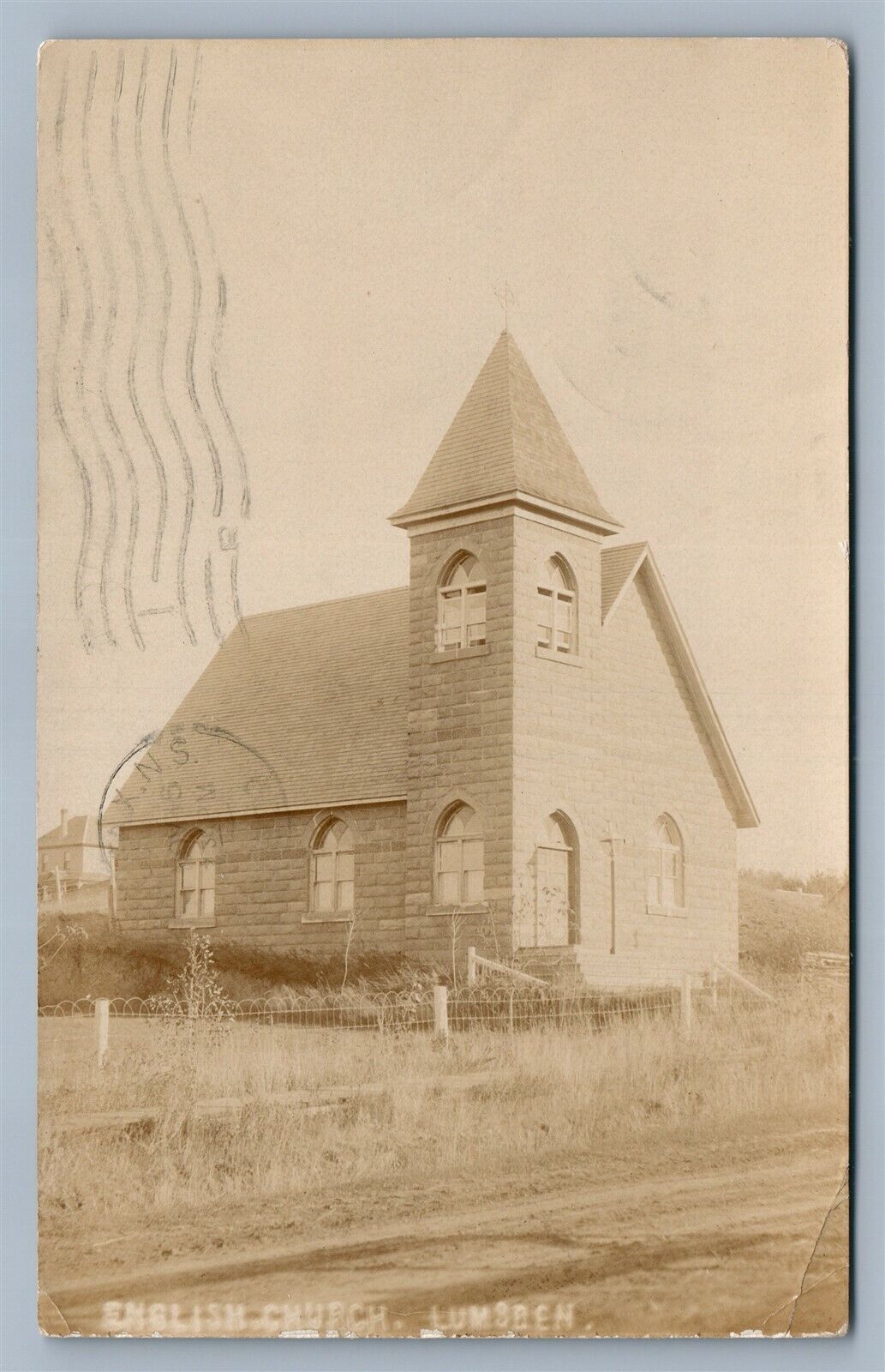LUMSDEN CANADA ENGLISH CHURCH ANTIQUE REAL PHOTO POSTCARD RPPC