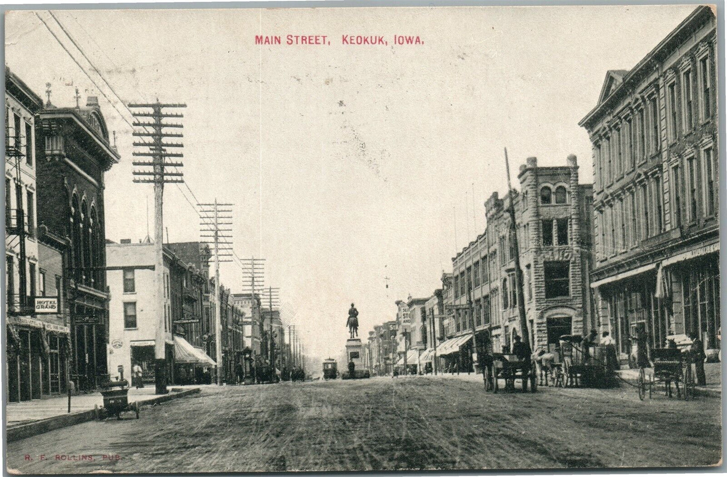 KEDKUK IA MAIN STREET ANTIQUE POSTCARD