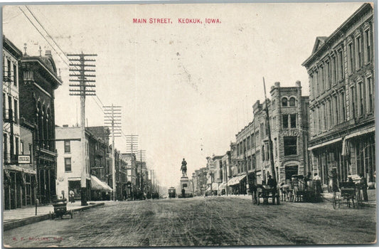 KEDKUK IA MAIN STREET ANTIQUE POSTCARD