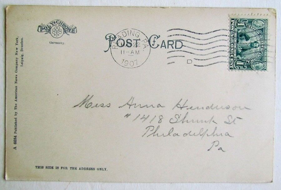 VINTAGE 1907 POSTCARD NEVERSINK MOUNTAIN RAILWAY READING PA railroad
