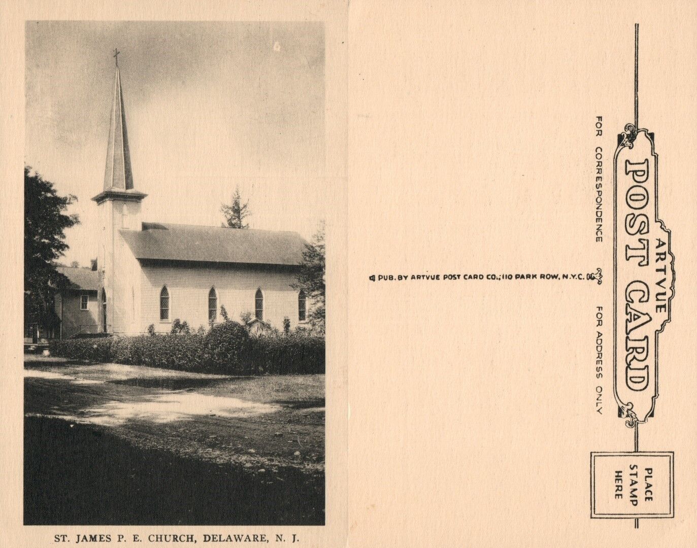 DELAWARE N.J. ST.JAMES P.E.CHURCH ANTIQUE POSTCARD