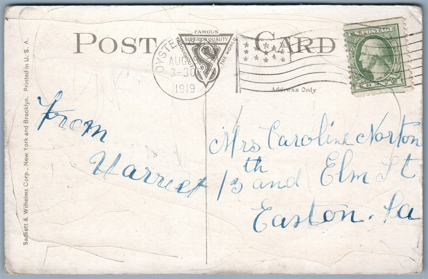 OYSTER BAY LONG ISLAND NY OVERFLOW MILL DAM 1919 ANTIQUE POSTCARD