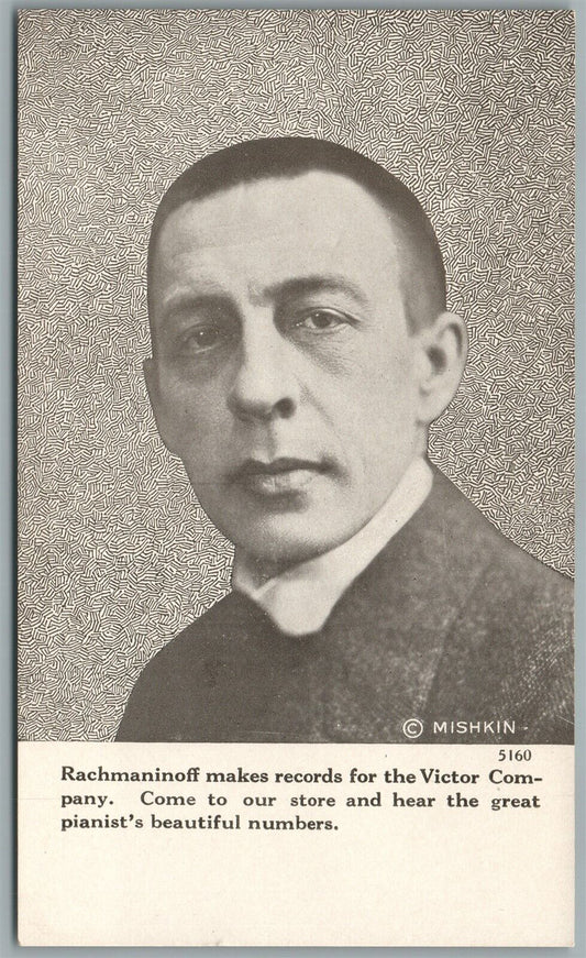 RUSSIAN COMPOSER SERGEY RACHMANINOFF ANTIQUE POSTCARD
