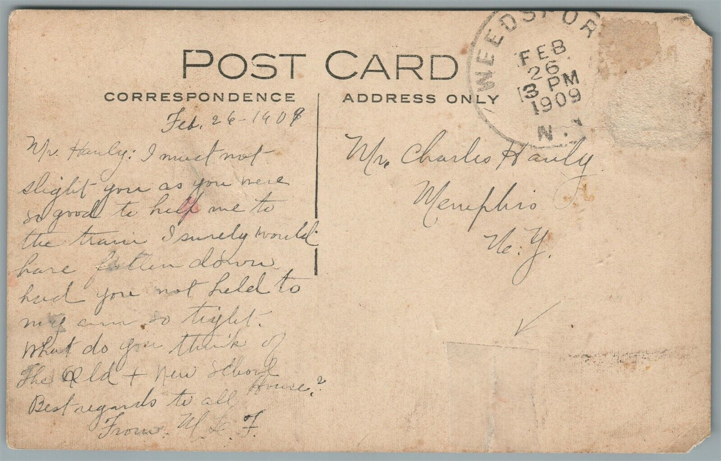 WEEDSPORT NY OLD HIGH SCHOOL ANTIQUE REAL PHOTO POSTCARD RPPC