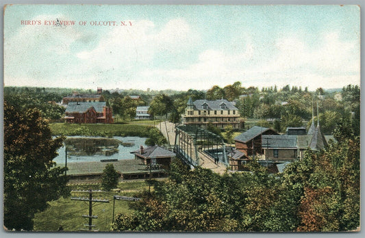 OLCOTT NY BIRDS EYE VIEW ANTIQUE POSTCARD