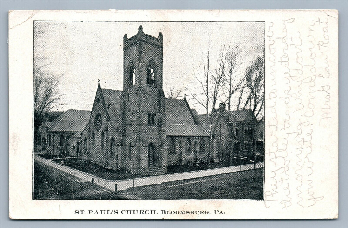 BLOOMSBURG PA ST. PAUL'S CHURCH ANTIQUE POSTCARD