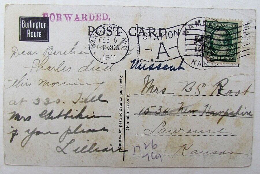 VINTAGE 1911 POSTCARD BURLINGTON STATION OMAHA NEB. railroad railway