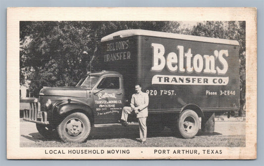 PORT ARTHUR TX LOCAL HOUSEHOLD MOVING BELTON'S CO. ADVERTISING VINTAGE POSTCARD