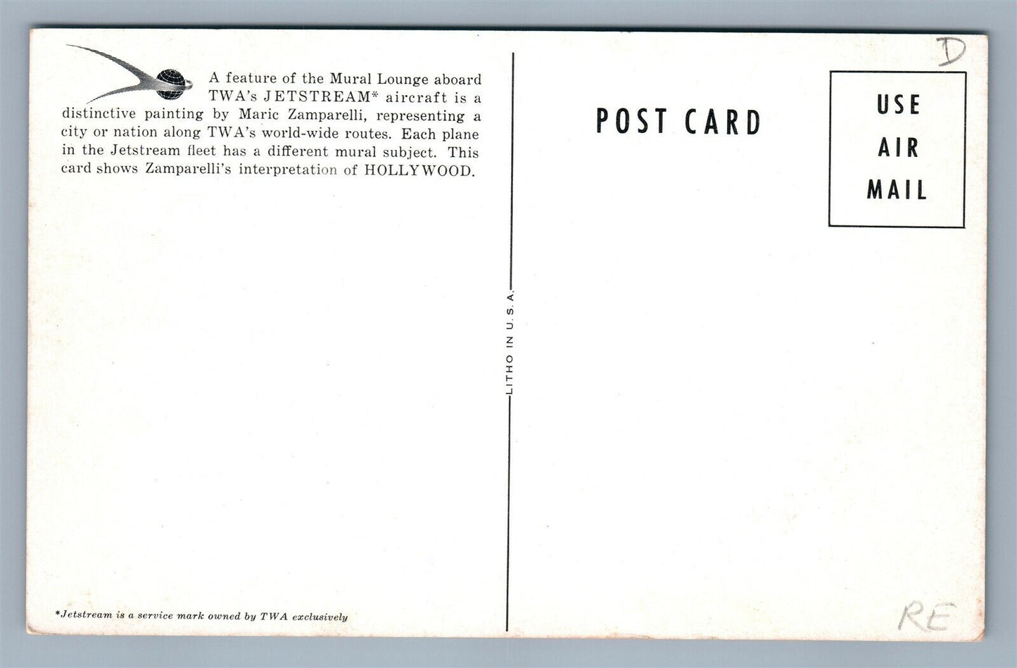 TWA JETSTREAM AIRCRAFT PLANES ADVERTISING VINTAGE POSTCARD