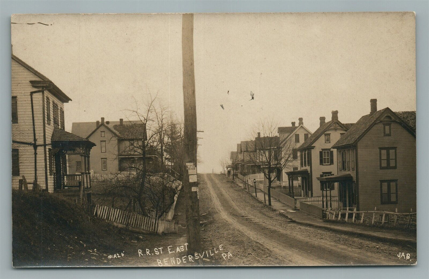 BENDERSVILLE PA RAILROAD STREET EAST ANTIQUE REAL PHOTO POSTCARD RPPC