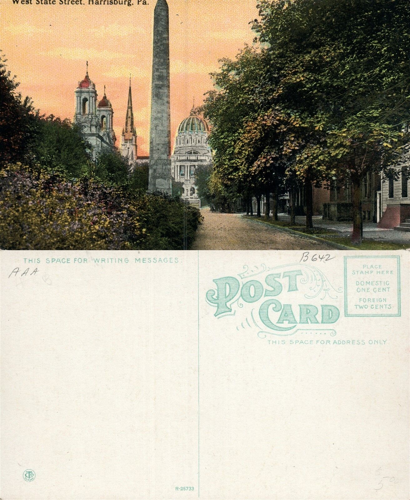 HARRISBURG PA WEST STATE STREET ANTIQUE POSTCARD