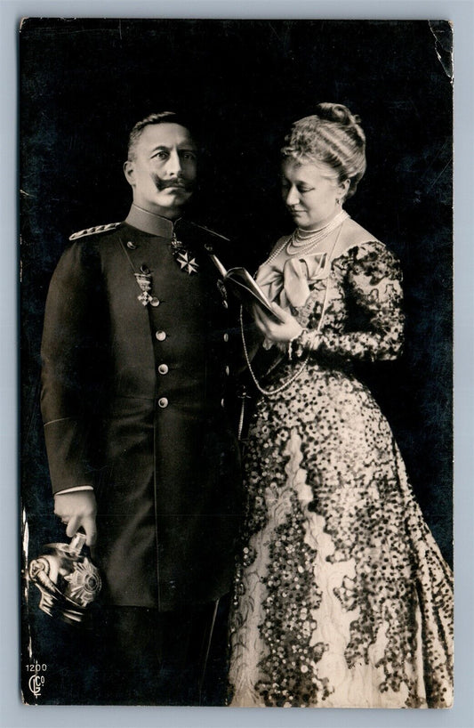 GERMAN EMPEROR WILHELM II w/ WIFE AUGUSTA ANTIQUE REAL PHOTO POSTCARD RPPC