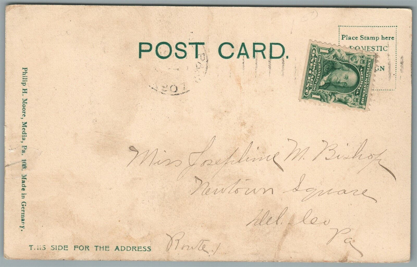 LANSDOWNE PA PUBLIC LIBRARY ANTIQUE POSTCARD