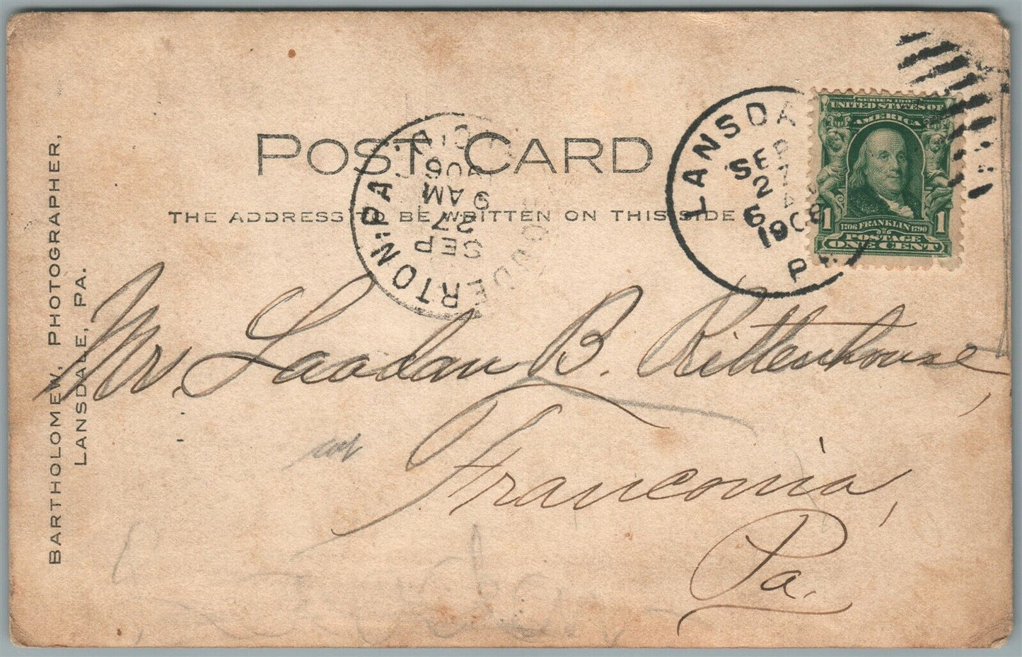 LANSDALE PA STREET SCENE ANTIQUE REAL PHOTO POSTCARD RPPC