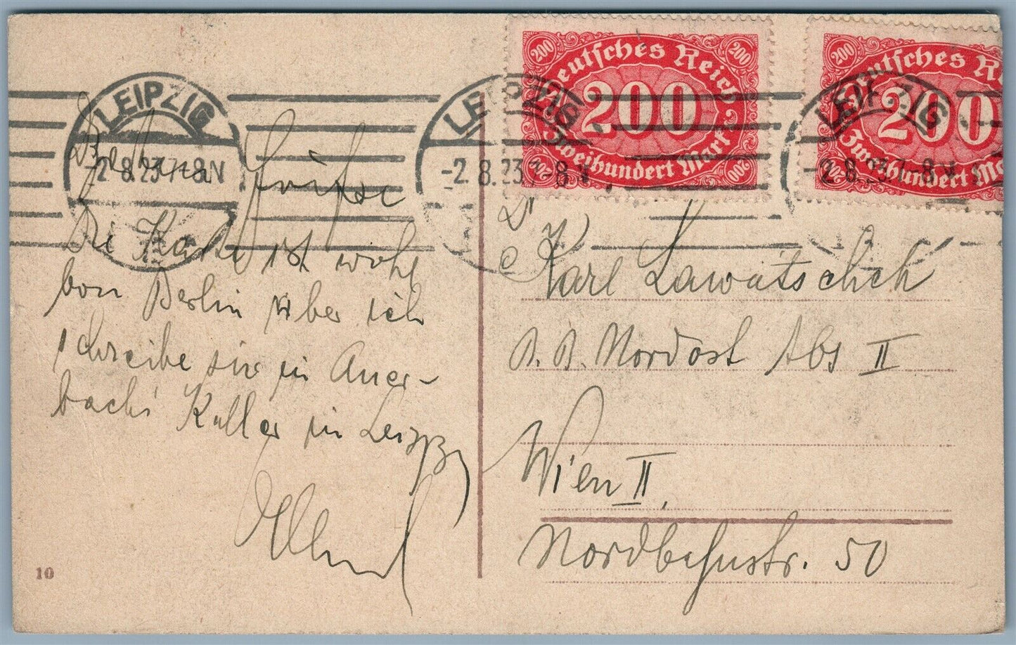 GERMANY BERLIN NATIONALGALERIE 1923 ANTIQUE POSTCARD w/ STAMPS
