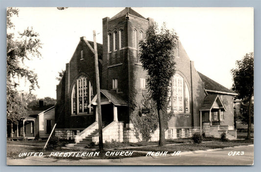 ALBIA IA UNITED PRESBYTERIAN CHURCH VINTAGE REAL PHOTO POSTCARD RPPC