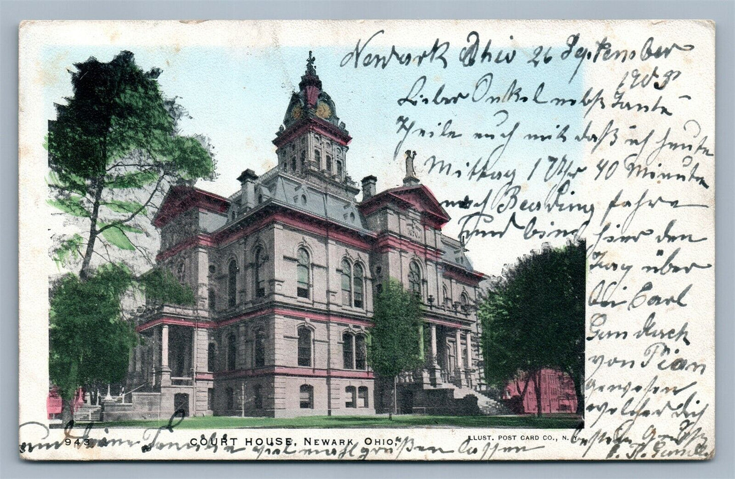 NEWARK OH COURT HOUSE 1905 UNDIVIDED ANTIQUE POSTCARD