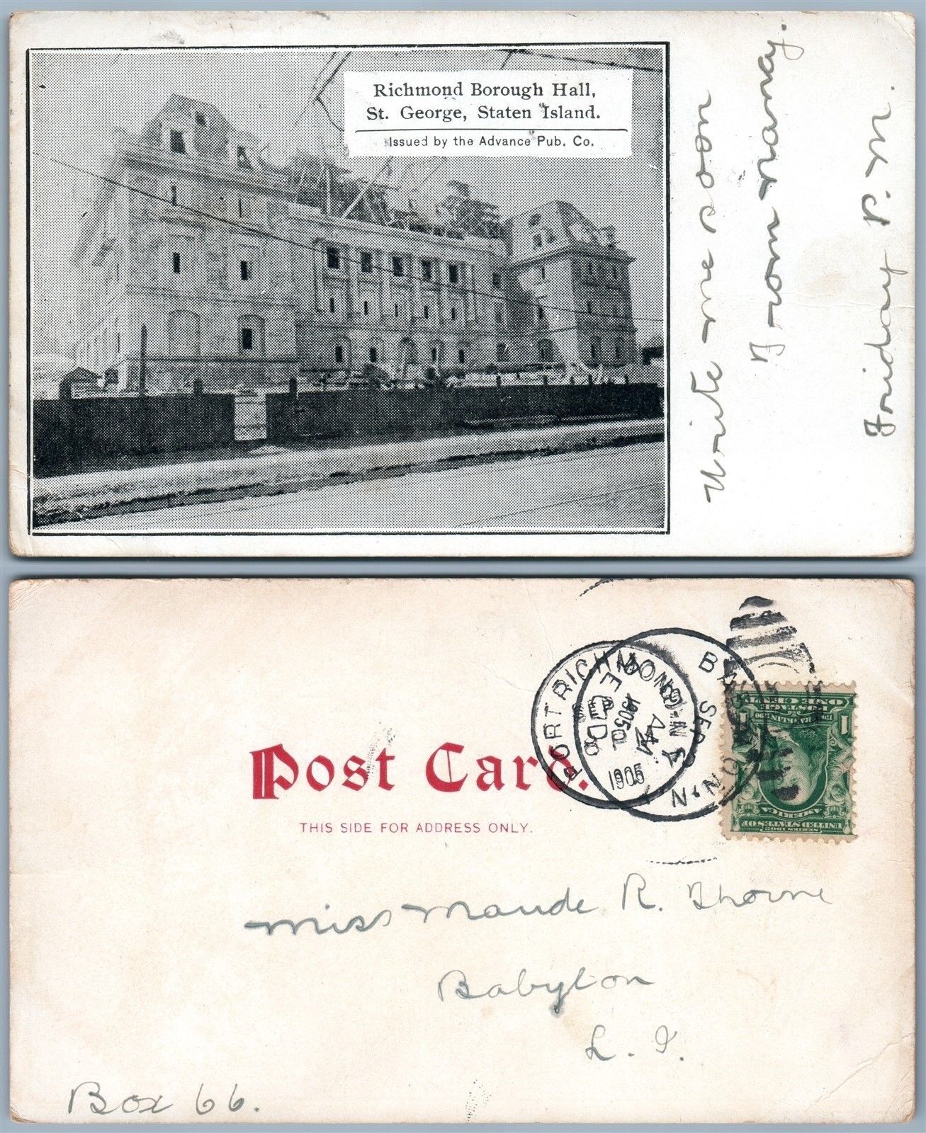 WINTER FIRE SCENE IN NEW YORK HOUSTON STR. & 1st AVE. UNDIVIDED ANTIQUE POSTCARD