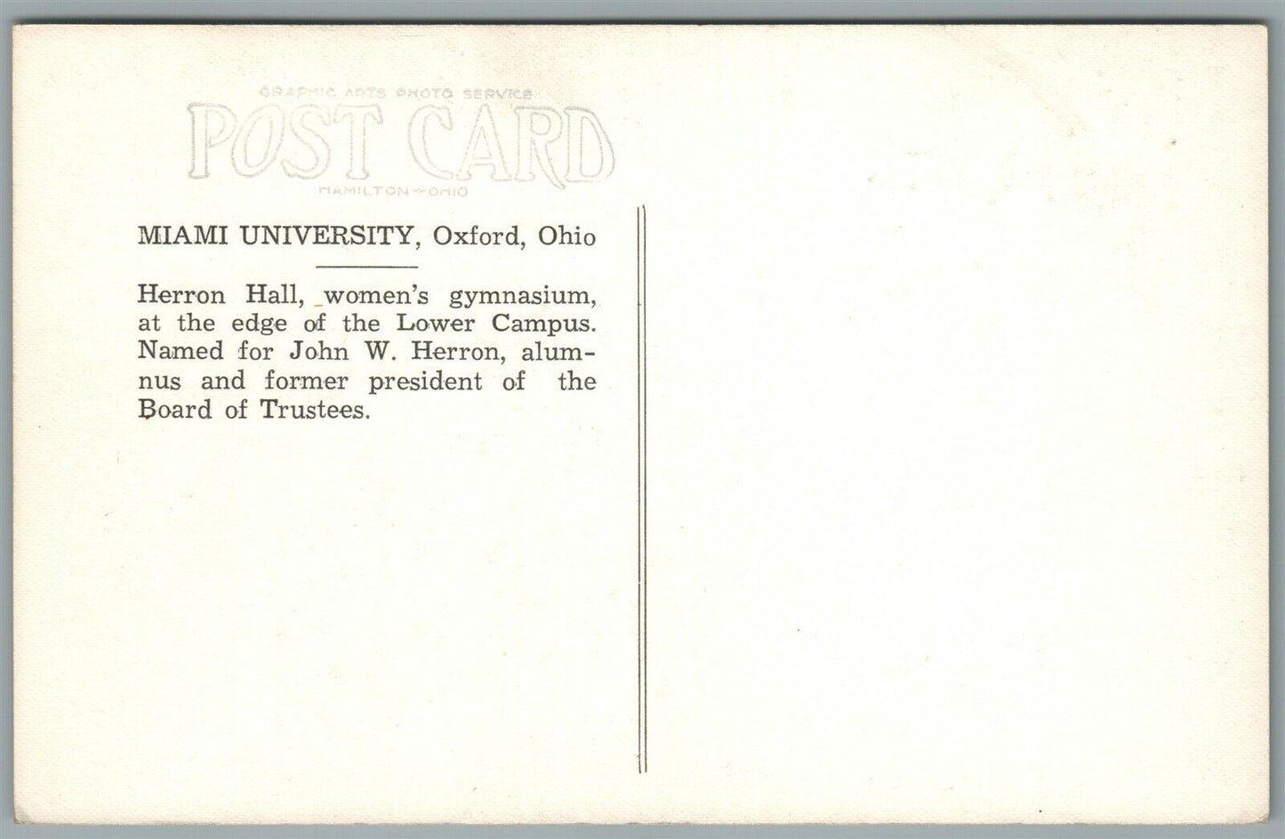 OXFORD OH MIAMI UNIVERSITY WOMEN'S GYMNASIUM ANTIQUE REAL PHOTO POSTCARD RPPC