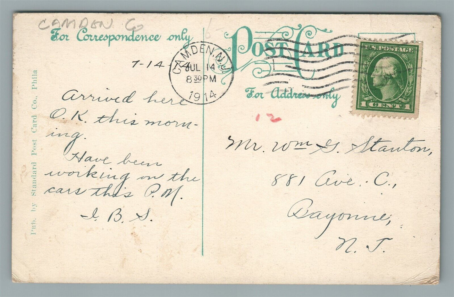 CAMDEN NJ YMCA & ELK'S BUILDING ANTIQUE POSTCARD