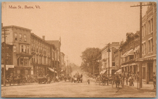 BARRE VT MAIN STR. ANTIQUE POSTCARD